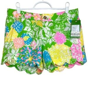 Lilly Pulitzer Women’s Hibiscus Stroll Floral Buttercup Scallop Shorts Size 00